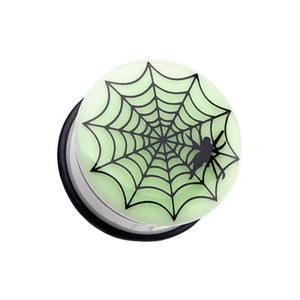 Glow in the Dark Spider Web Single Flared Ear Gauge Plug-WildKlass Jewelry