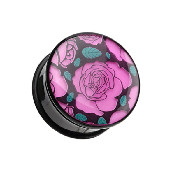 Glow in the Dark Romantic Roses Single Flared Ear Gauge Plug-WildKlass Jewelry
