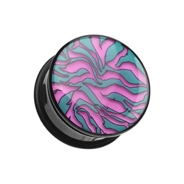 Glow in the Dark Dainty Zebra Stripes Single Flared Acrylic Ear Gauge Plug-WildKlass Jewelry