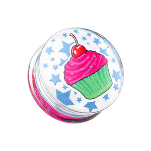 Cupcake Star Clear UV Double Flared Ear Gauge Plug-WildKlass Jewelry