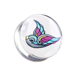 Flying Sparrow Clear UV Double Flared Ear Gauge Plug-WildKlass Jewelry
