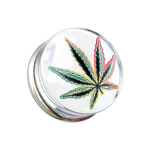 Cannabis Leaf Clear UV Double Flared Ear Gauge Plug-WildKlass Jewelry