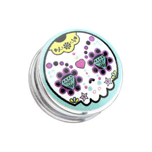 Diamond Eyes Sugar Skull Clear UV Single Flared Ear Gauge Plug-WildKlass Jewelry