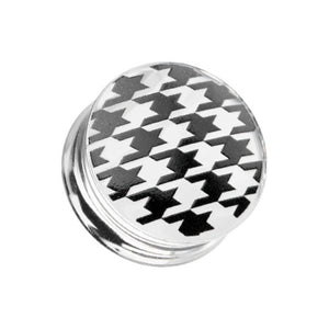 Houndstooth Clear UV Double Flared Ear Gauge Plug-WildKlass Jewelry