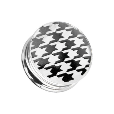 Houndstooth Clear UV Double Flared Ear Gauge Plug-WildKlass Jewelry