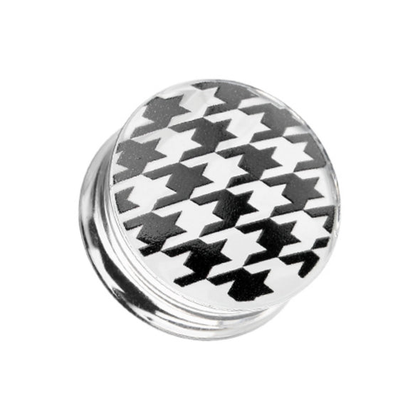 Houndstooth Clear UV Double Flared Ear Gauge Plug-WildKlass Jewelry
