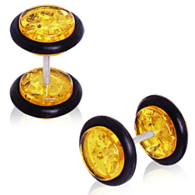 Synthetic Amber Fake Plug with O-Rings-WildKlass Jewelry