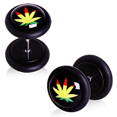 UV Acrylic Pot Leaf Fake Plug with O-Rings-WildKlass Jewelry
