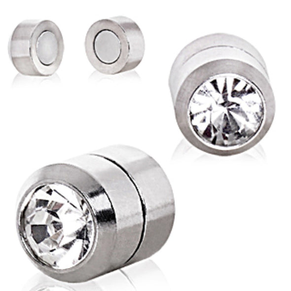 Clear CZ Magnetic Fake Plugs-WildKlass Jewelry