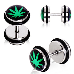 316L Surgical Steel Pot Leaf Fake Plug-WildKlass Jewelry