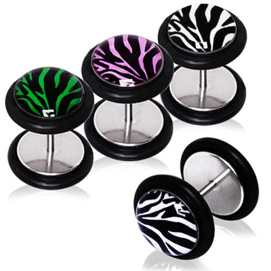 316L Surgical Steel Zebra Fake Plug-WildKlass Jewelry