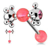 WildKlass Barbell w/ Acrylic Ball & Clear Gem Set Multi Steel Ball-WildKlass Jewelry