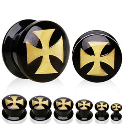 UV Coated Acrylic Plug with Celtic Cross Logo-WildKlass Jewelry