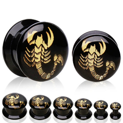 UV Coated Acrylic Plug with Scorpion Logo-WildKlass Jewelry