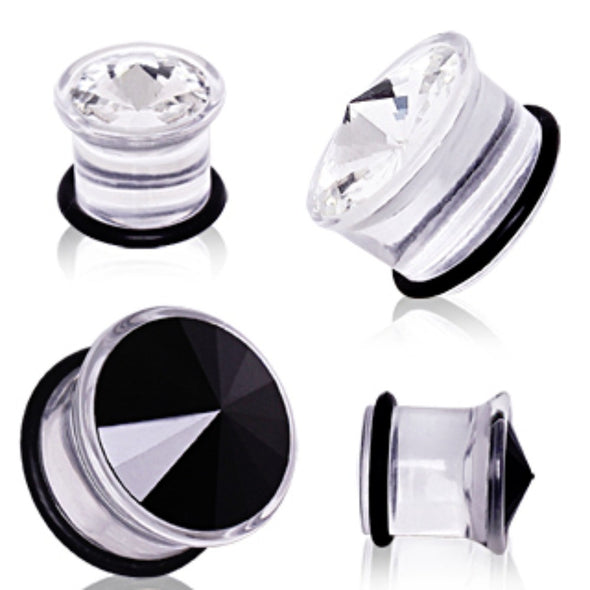 UV Acrylic Imitation CZ Single Flare Plug-WildKlass Jewelry