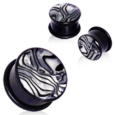UV Acrylic Single Flare Plug with Organic Shell Face-WildKlass Jewelry