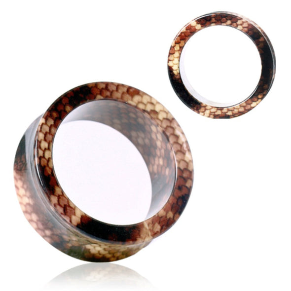 UV Acrylic Brown Snake Skin Flesh Tunnel-WildKlass Jewelry
