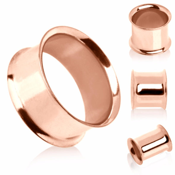 Rose-Gold Plated Double Flare Tunnel Plug-WildKlass Jewelry