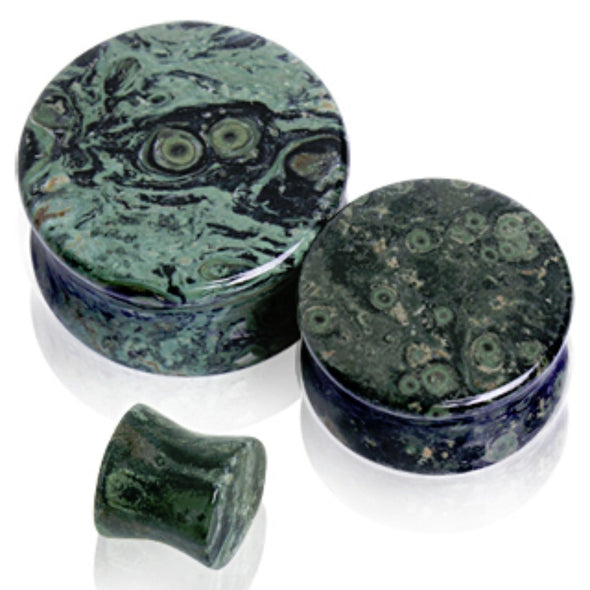 Natural Green Eye Jasper Stone Saddle Plug-WildKlass Jewelry