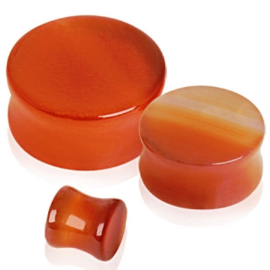 Natural Red Agate Semi-Precious Stone Saddle Plug-WildKlass Jewelry
