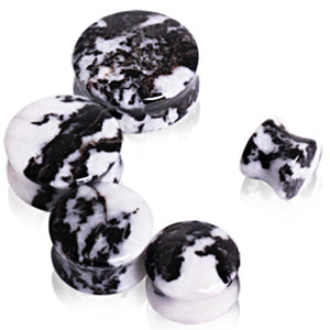 Natural Zebra Stone Saddle Plug-WildKlass Jewelry