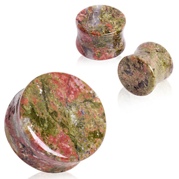 Unakite Stone Saddle Plug-WildKlass Jewelry