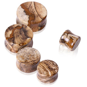 Natural Picture Jasper Stone Saddle Plug-WildKlass Jewelry