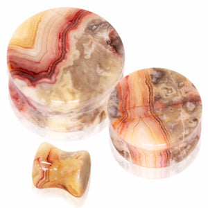 Natural Crazy Lace Agate Stone Saddle Plug-WildKlass Jewelry