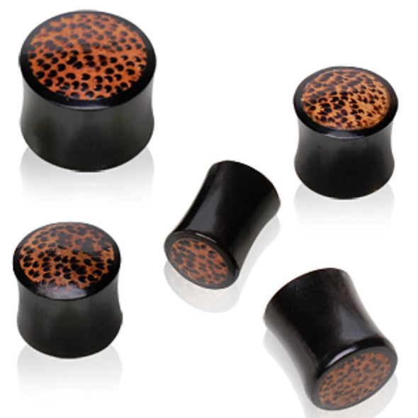 Buffalo Horn Saddle Ear Plug / Ear Gauge with Coconut Wodd Inlay-WildKlass Jewelry