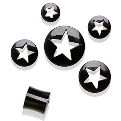 Buffalo Horn Flesh Tunnel Ear Plug with Star Shape Cut Out-WildKlass Jewelry
