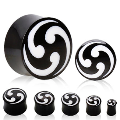 Buffalo Horn Plug with Shuriken Logo-WildKlass Jewelry