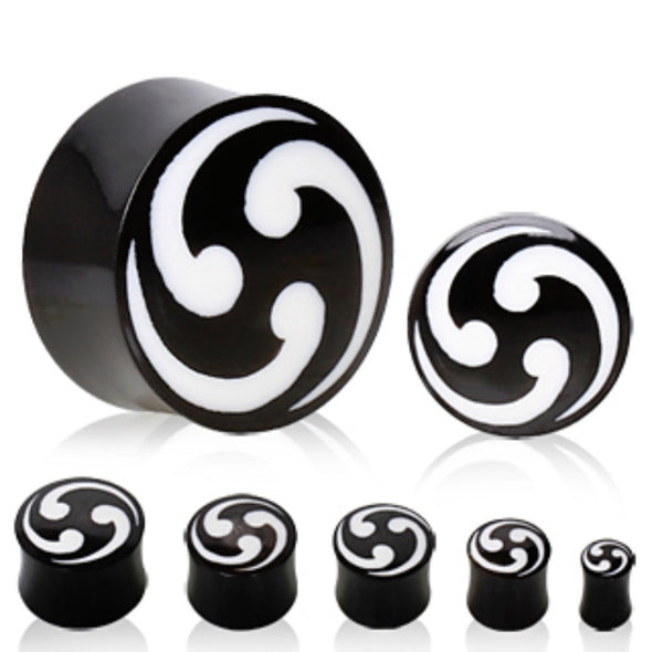 Buffalo Horn Plug with Shuriken Logo-WildKlass Jewelry