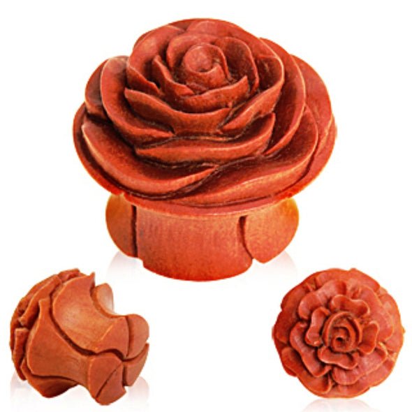 Organic Sawo Wood Rose Blossom Saddle Plug-WildKlass Jewelry