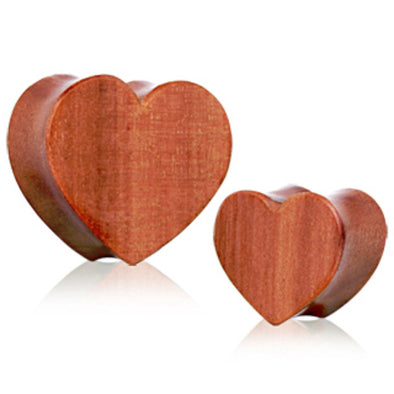 Organic Red Cherry Wood Heart Saddle Plug-WildKlass Jewelry