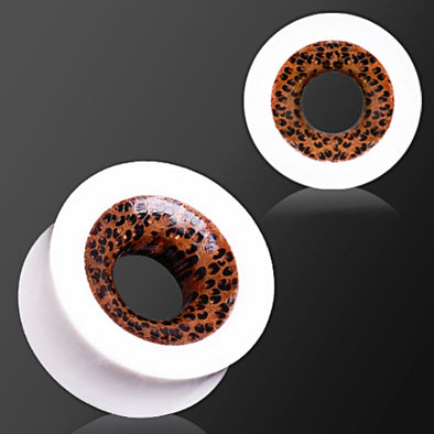 Organic Buffalo Bone Flesh Tunnel with Coconut Wood Inlay Plug-WildKlass Jewelry