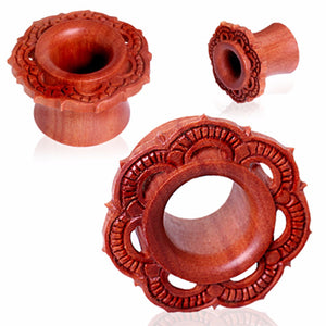Ornate Organic Wood Flora Eyelet Tunnel Plug-WildKlass Jewelry