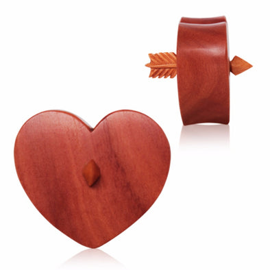 Organic Sawo Wood Arrowed Heart Saddle Plug-WildKlass Jewelry