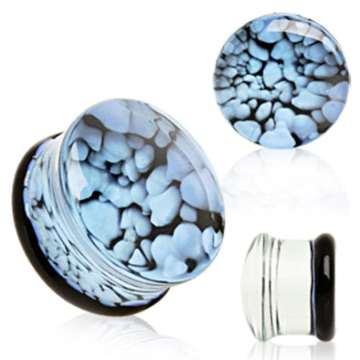 Blue Pebble Glass Saddle Plug-WildKlass Jewelry