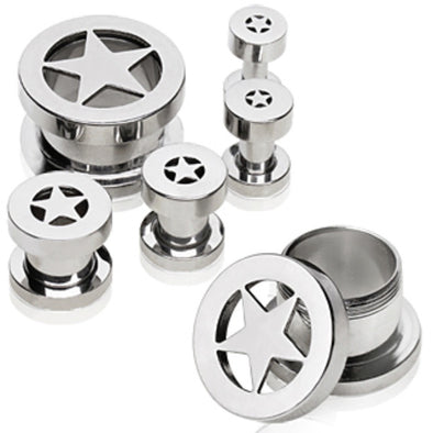 316L Surgical Steel Tunnel Plug with Star-WildKlass Jewelry