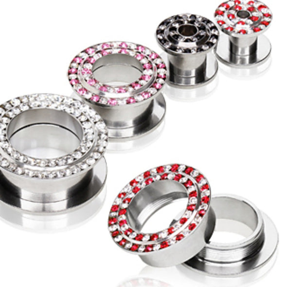 316L Surgical Steel Tunnel Plug with Two Tone multi gems-WildKlass Jewelry