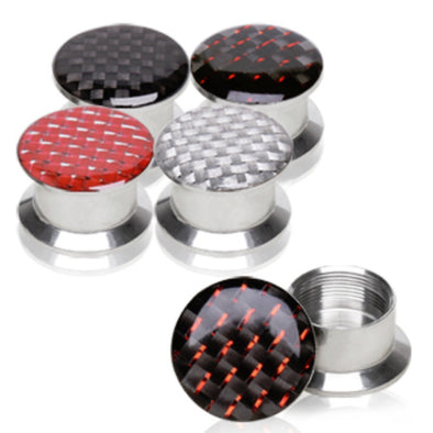 316L Surgical Steel Plug with Two Tone Color Checker Pattern-WildKlass Jewelry