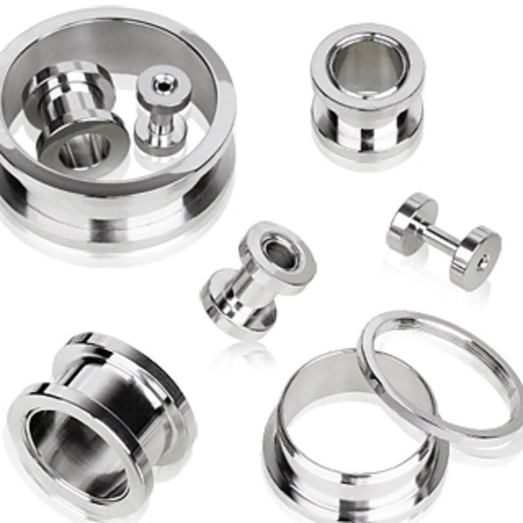 316L Surgical Steel Screw Fit Tunnel Plug Up to 2"-WildKlass Jewelry
