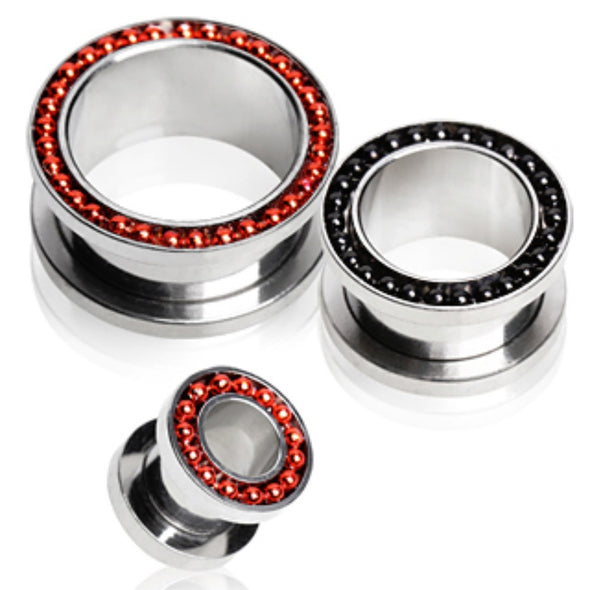 316L Surgical Steel Flesh Tunnel Plug with PVD Plated Balls on Flare-WildKlass Jewelry