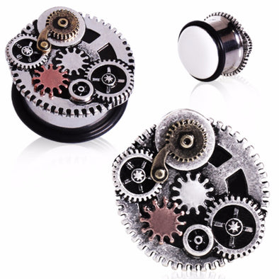 316L Surgical Steel Steampunk Gear Menagerie Plug-WildKlass Jewelry