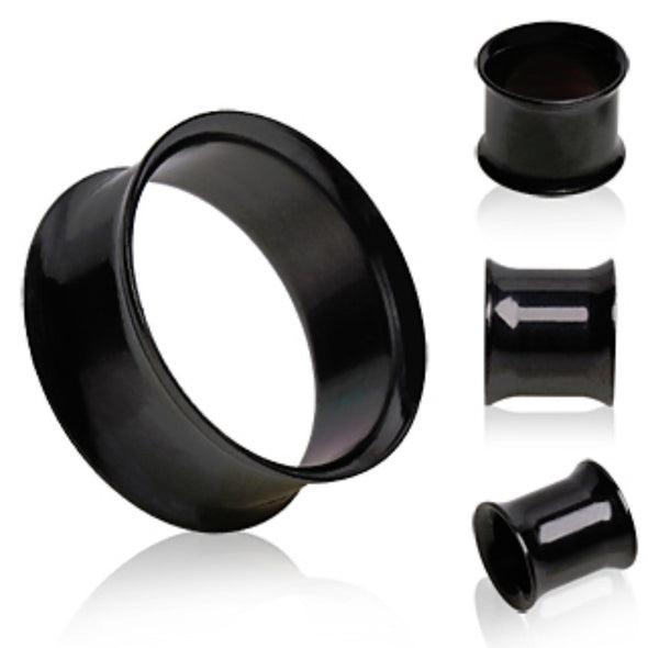 Black PVD Plated Double Flare Tunnel Plug-WildKlass Jewelry