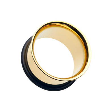 Gold Plated Single Flared Ear Gauge Tunnel Plug-WildKlass Jewelry