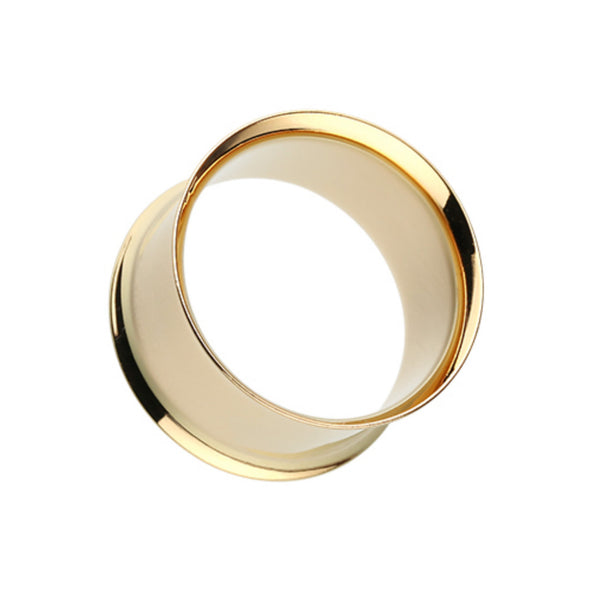 Gold Plated Double Flared Ear Gauge Tunnel Plug-WildKlass Jewelry