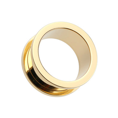 Gold Plated Screw-Fit Ear Gauge Tunnel Plug-WildKlass Jewelry