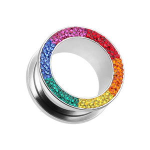 Multi-Sprinkle Dot Rainbow Multi Gem Screw-Fit Ear Gauge Tunnel Plug-WildKlass Jewelry