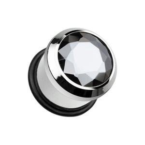 Magnum CZ Press Fit Single Flared Ear Gauge Plug-WildKlass Jewelry